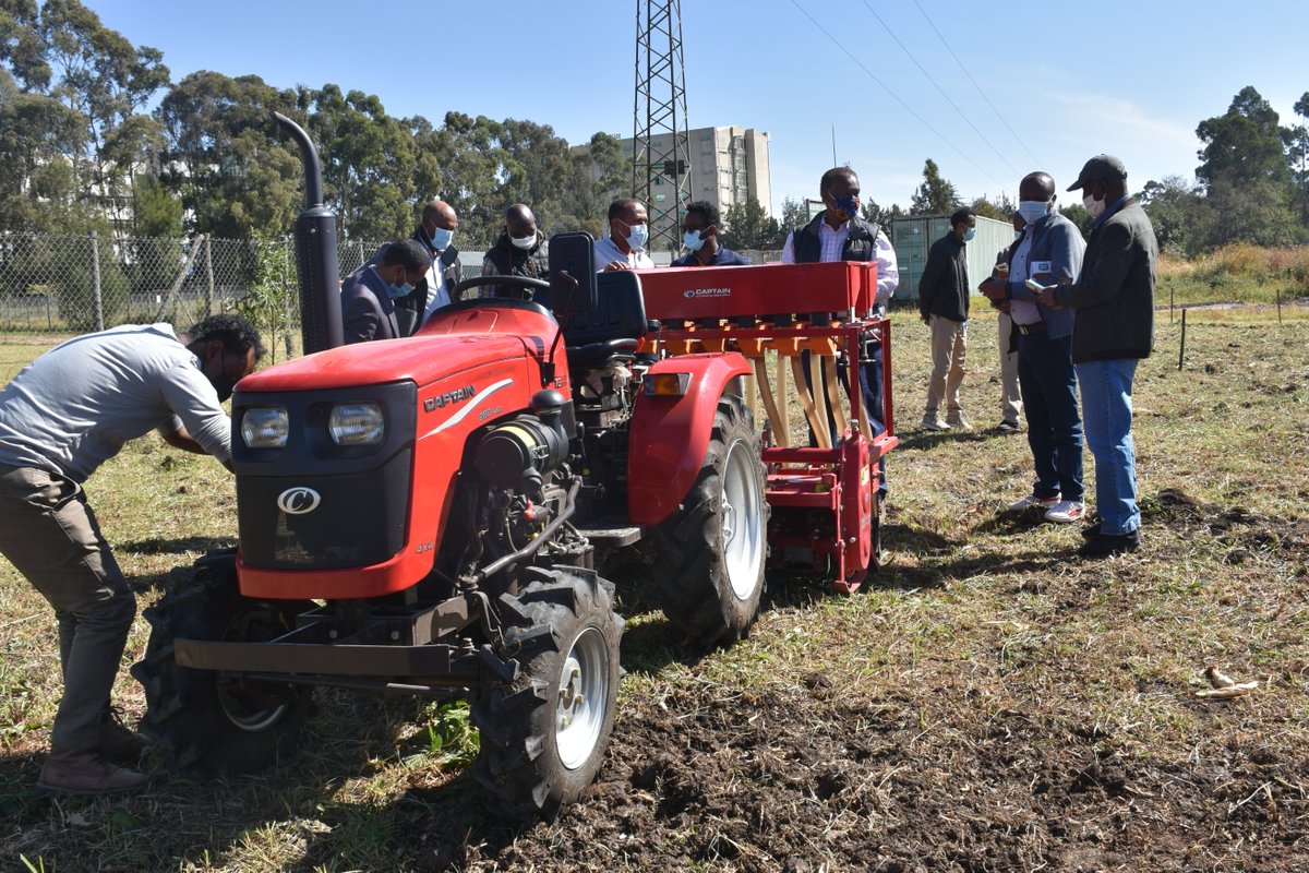 SYasabu's tweet photo. "Most of our farmers are ageing, and yet our farming system is still traditional. Thus, such 4 Wheel tractor🚜 is something viable that would address the gap," says Dr, Bekele Abeyo, @CIMMYT-Ethiopia country representative #GIZfunded #EIAR #HiTech #AmioEngineering https://t.co/jB7LamWWM1