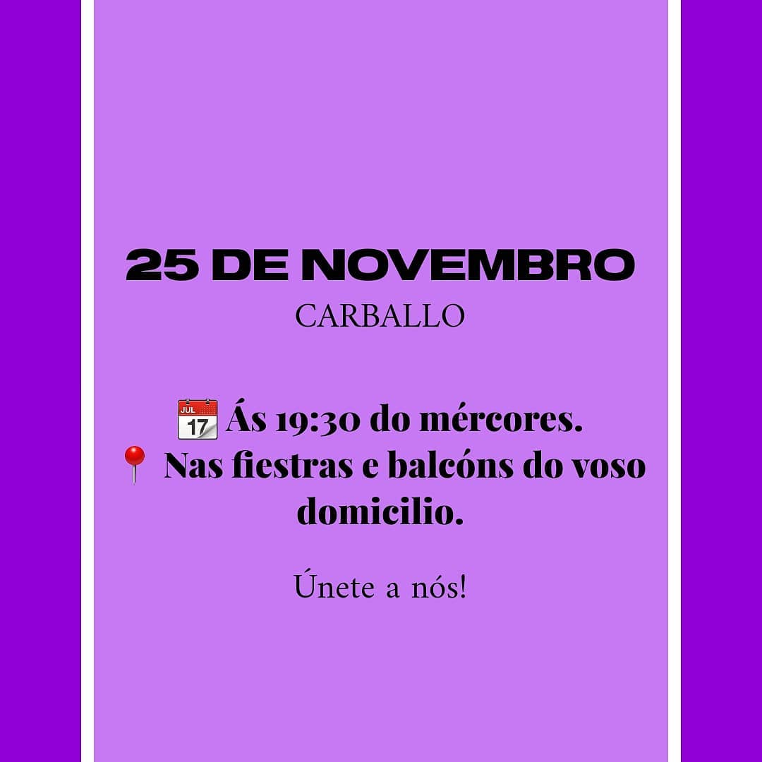 ConvocatoriasGz's tweet photo. 📣📆 #25N #Carballo | Cazolada convocada por @circulofemcarb. https://t.co/tWmKJhGrnr