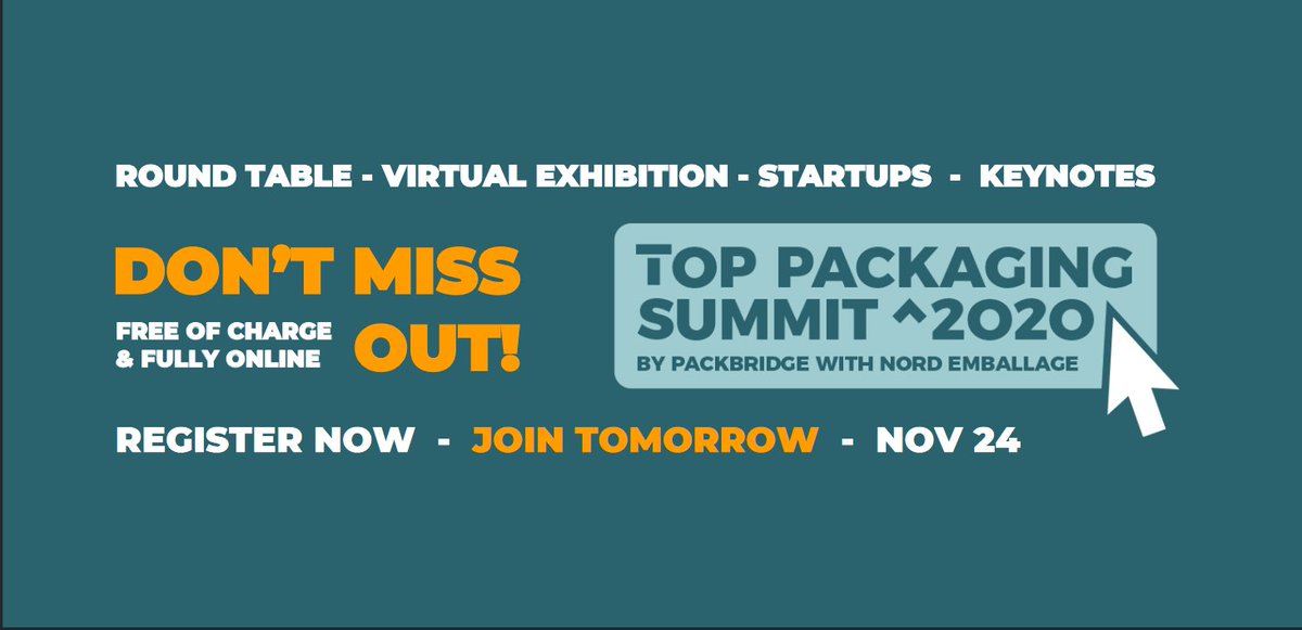 Packbridge's tweet image. Last call to register to Top Packaging Summit 2020! Gates close 1pm (SE time) today, and we're streaming live 10:00 - 16:30 tomorrow! toppackagingsummit.com #toppackagingsummit2020 #packaging #sustainablebusiness #circulareconomy