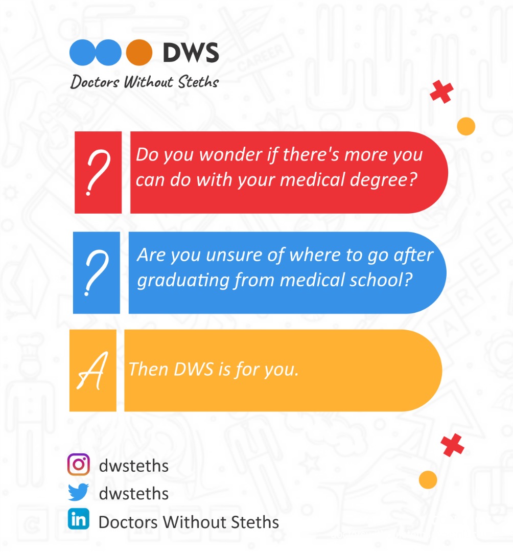 dwsteths's tweet photo. Do you wonder if there's more you can do with your medical degree?

Then DWS is for you!

Find out more in the tweets below 👇🏾👇🏾👇🏾 https://t.co/6BYBlrnAuI