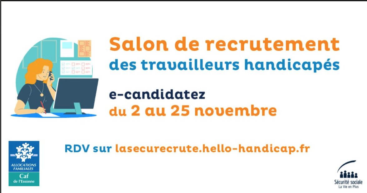 Handicap_fr's tweet photo. #Lasécurecrute ! C'est le nouvel événement #hellohandicap dédié à la Sécurité Sociale qui recrute des talents en situation de handicap dans toute la France ! Postulez et passez vos entretiens le 1 décembre !
https://t.co/HOV3SpZsJT
#rqth #handicap #emploidirect #recrutements https://t.co/C1xpudoPEU
