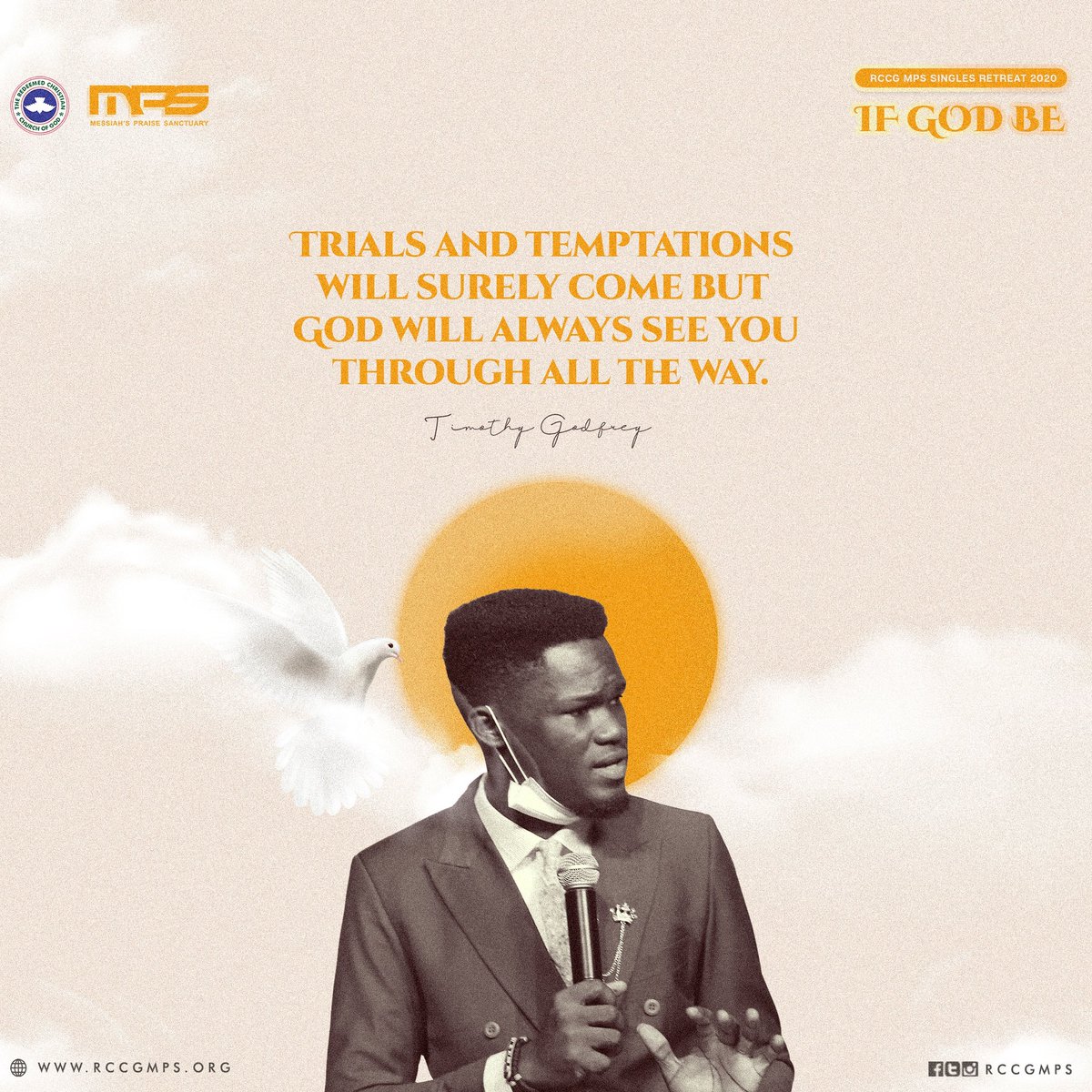 rccgmps's tweet photo. "Trials and temptations will surely come, but God will always see you through all the way."
- Timothy Godfrey @godfreytimothylive 

#Sundayservice #mpssinglesretreat2020 #ifgodbe #God #Christ #church #greatoverflow #rccgmps https://t.co/6peKxKOiYa