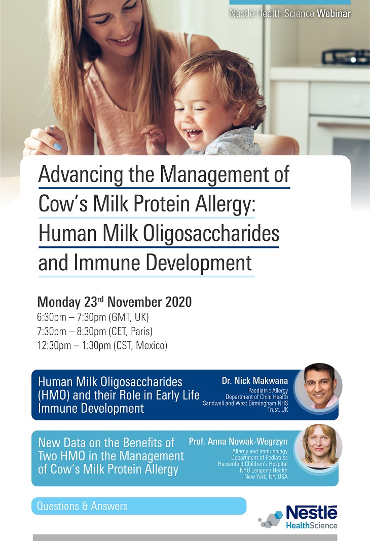 Healthcare professionals, join us for a live webinar tonight on Cow's Milk Protein Allergy and management of HMOs and immunity. eur02.safelinks.protection.outlook.com/?url=https%3A%…