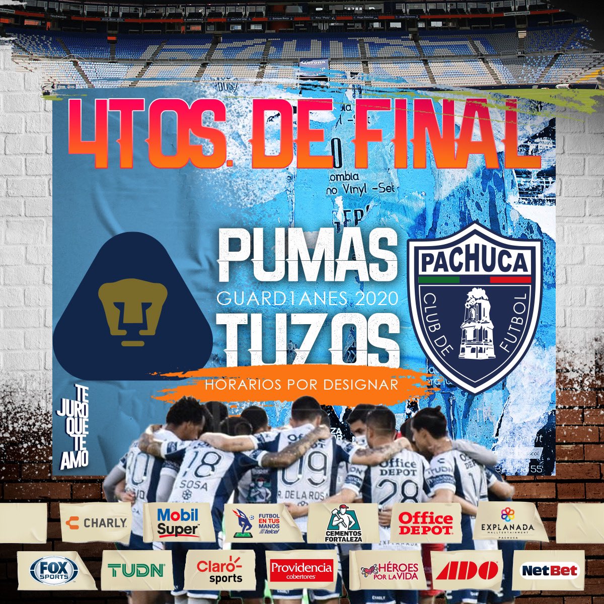Tuzos's tweet photo. 👊🏼 | Listos para lo que viene... nos enfrentaremos a #Pumas en la liguilla. 

¡VAMOS PACHUCA! 👊🏼⚪️🔵

#TeJuroQueTeAmo💙 https://t.co/bgpz9I4whw