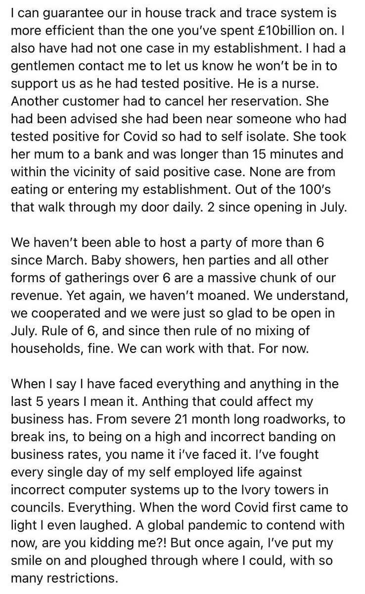 AmyWalsh1306's tweet photo. I am part of the hospitality industry. @BorisJohnson @RishiSunak please read this. Please listen. Please act accordingly. This is my experience, my views. Help us to help save the economy. #saveourpubs #savehospitality #letusopen #wearecovidsafe #Covid19UK https://t.co/zGiGnmTPLc