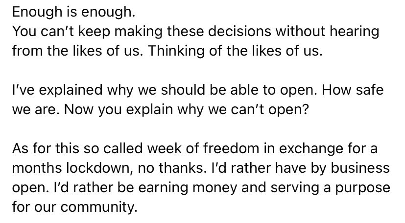 AmyWalsh1306's tweet photo. I am part of the hospitality industry. @BorisJohnson @RishiSunak please read this. Please listen. Please act accordingly. This is my experience, my views. Help us to help save the economy. #saveourpubs #savehospitality #letusopen #wearecovidsafe #Covid19UK https://t.co/zGiGnmTPLc