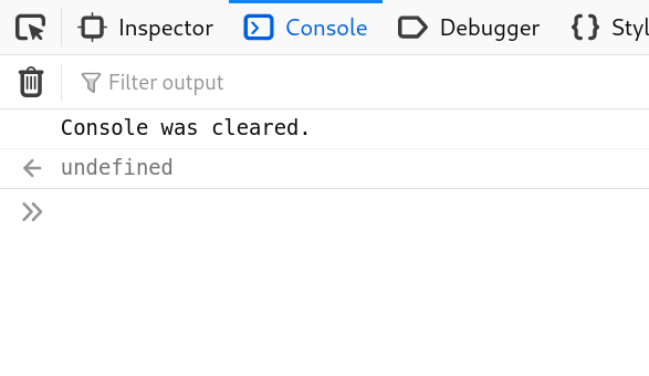 * `console.clear()`:Clear the console.