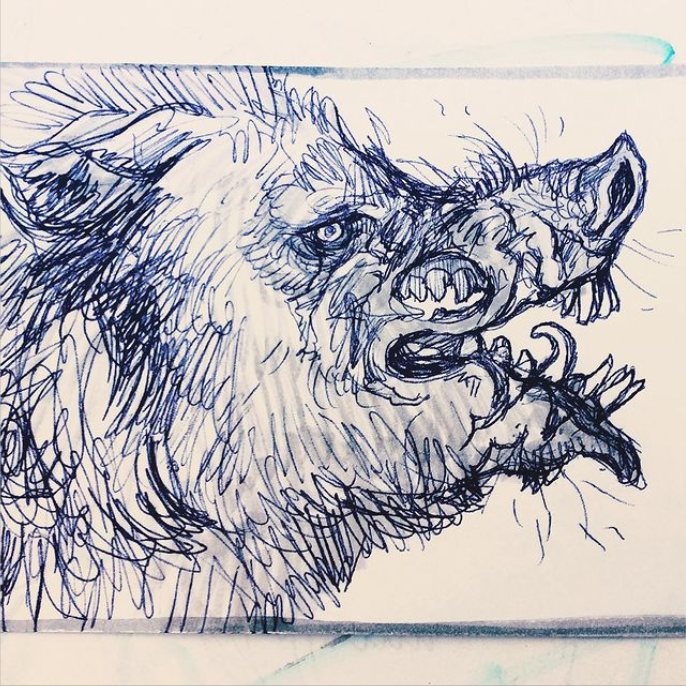 Pen drawings of uglies. 
#monsterart #creaturedesign #drawing #lineart 