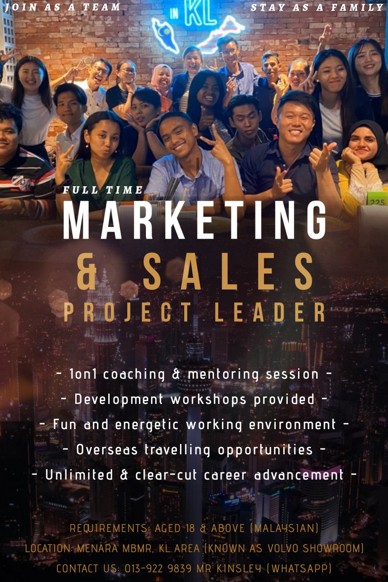 Kinsley_wjian's tweet photo. We are recruiting! Whatsapp/Resume⬇️

#sebarkerja #OhKerjaKosong #KerjaKosong #JawatanKosong #KerjaKosongTerkini #jobvacancy #peluangkerjaya #carikerja #jobstreet #kerjakosongkl #iklankerja #jomkerja #kerjakosongmalaysia #kerjakosong #jobmalaysia #KerjaKerjaKerja #jobkl https://t.co/3j0djprR7j