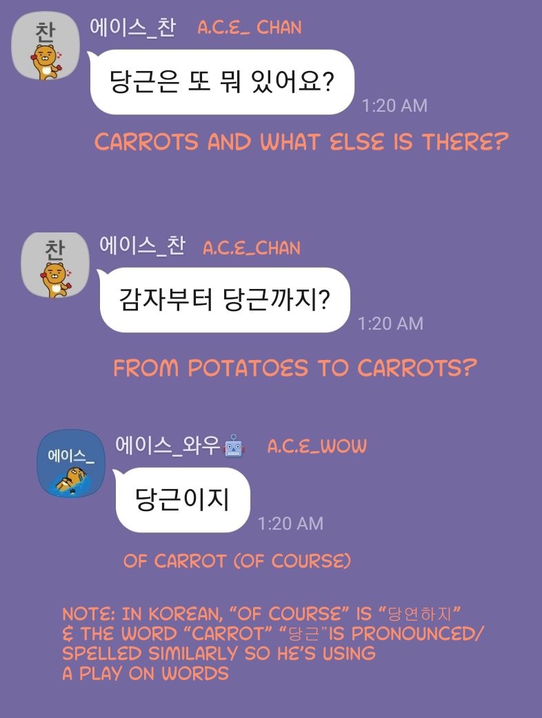 Chan was trying to comprehend how we went from potato's to carrots& Wow then ended the saga with a carrot-pun. Riveting times, I tell ya. 