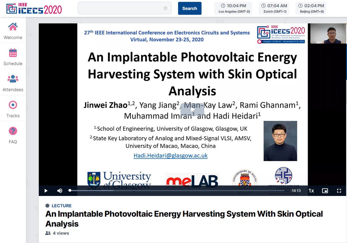 It is interesting that the virtual conference presentation of our new accepted paper in ICECS 2020 will begin at 3.00 p.m. on 25th November please pop in the track: "Microenergy Harvesting Technologies For Wearables &amp; Implantables" if you are interested. 
#ICECS2020
#IEEECAS