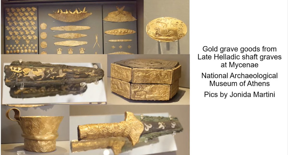 As we learned from Dibble (a), and as I covered in  #lookcloser8, these elite graves held immense amounts of wealth in gold grave goods, displaying a Myceneaen focus on legacies in status, wealth, power and war.