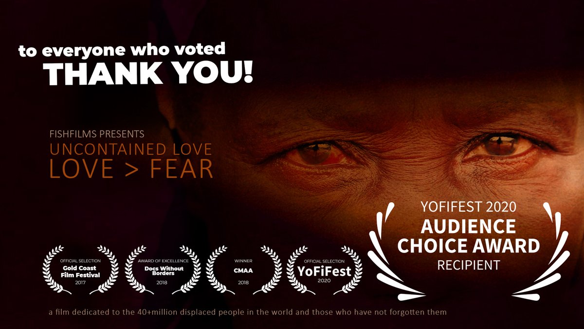 LittleDrumJude's tweet photo. Thank you to everyone who watched and voted! @YoFiFest Audience Choice Award for the Short Documentary Category! #shareinspireconnect #yofifest #independentfilm #socialimpact #SocialJustice #refugees #love https://t.co/ifC8sKO779