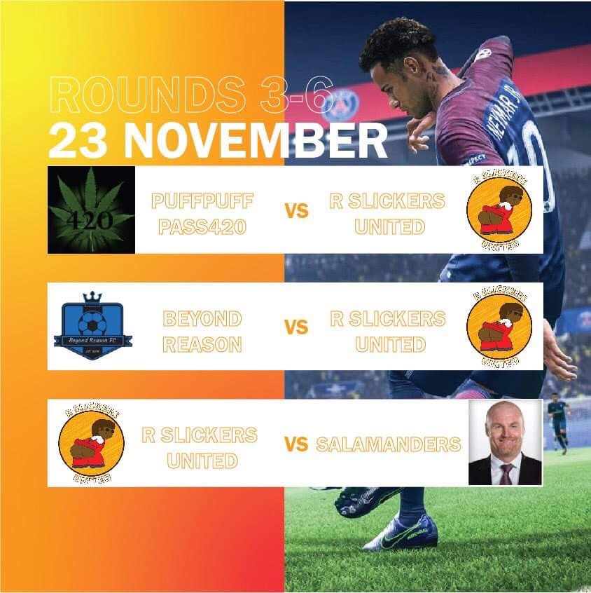 rslickersutd's tweet photo. ⚽️ GAME DAY ⚽️

Back at it again! Tonight you Slickers return to the pitch for three huge matches.

Match 1: PuffPuff Pass420
Match 2: Beyond Reason
Match 3: Salamanders

See you there!

#rslickersunited 🍑 https://t.co/W9JMblJCjN
