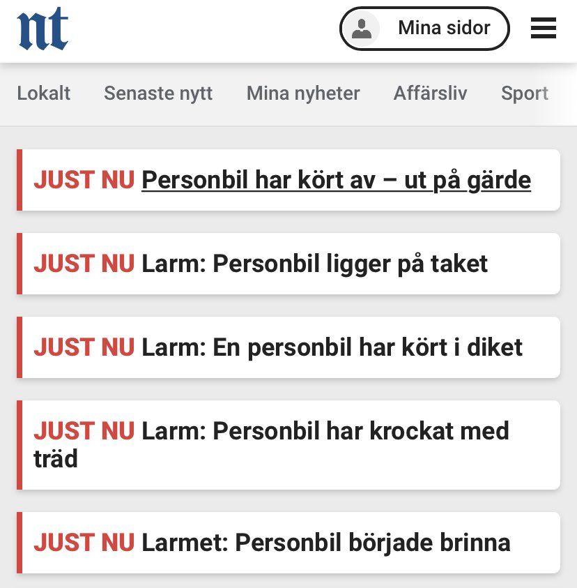 Personbil har en jobbig måndagsmorgon.