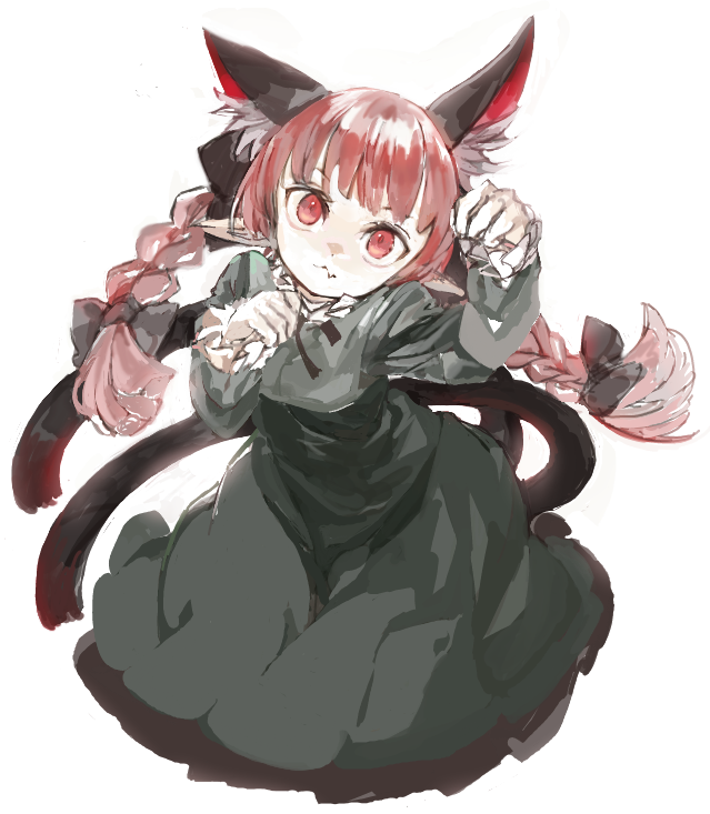 kaenbyou rin 1girl multiple tails solo animal ears tail red hair cat ears  illustration images