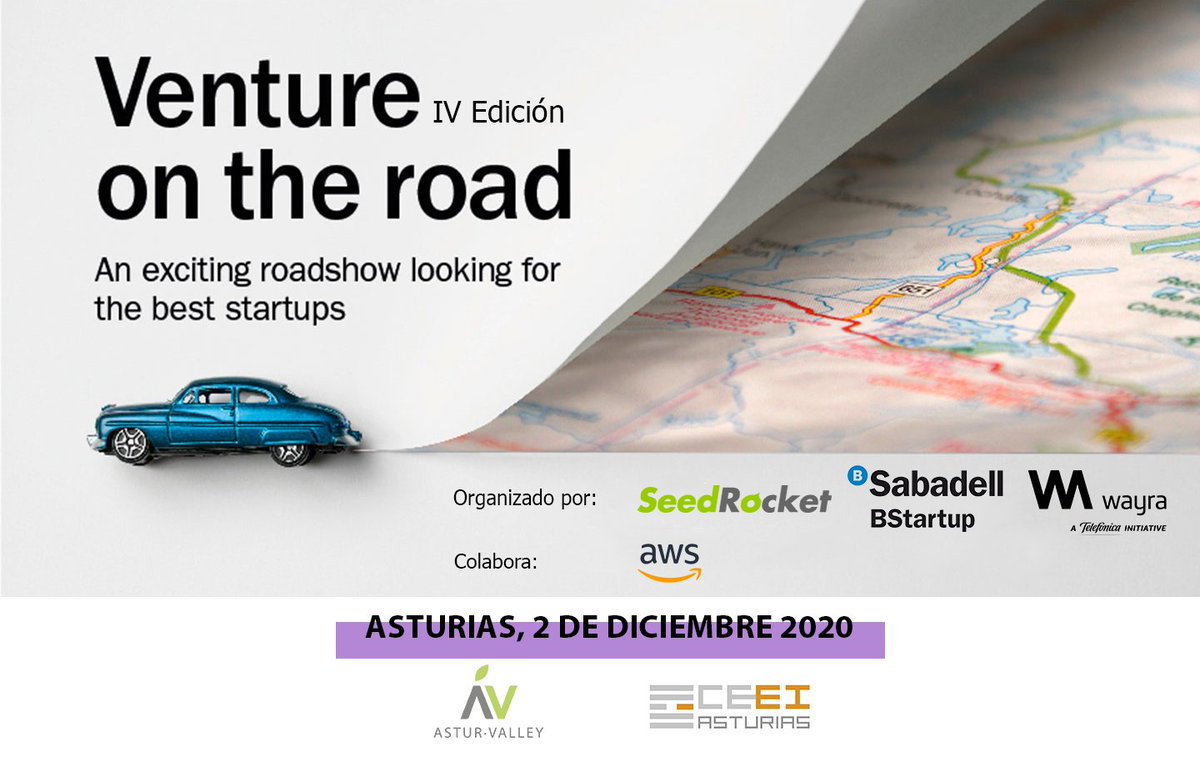¡Último día para inscribir tu proyecto al #VentureOnTheRoad de <a href="/BStartup/">BStartup</a>, <a href="/wayra/">Wayra</a> y <a href="/seedrocket/">SeedRocket</a>! 🚙

Apúntate antes de hoy 23/11 a las 23:59h CET para participar en la cita #Asturias junto a 
<a href="/asturvalley/">Astur Valley</a> <a href="/ceeiasturias/">CEEI Asturias</a> y la colaboración de 
<a href="/awscloud_es/">AWS España</a>.

👉bit.ly/2GLLECW