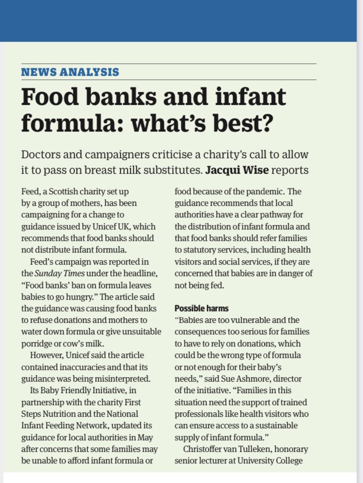 Trisha_the_doc's tweet photo. Just reading this from last week’s @bmj_latest 

Quote from @DoctorChrisVT:

“If a family is coming to a food bank saying they can’t afford to feed their baby then this should be a red flag that they need professional help and not just the sticking plaster of a tin of formula.” https://t.co/HRqsDjdRMg