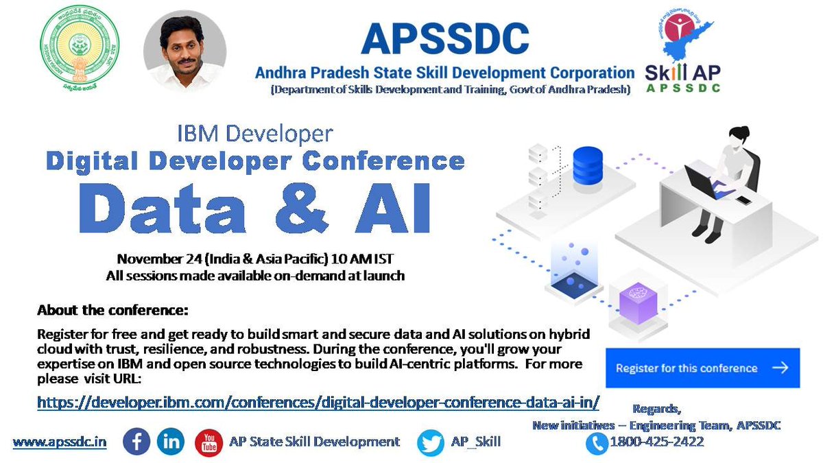 AP_Skill's tweet image. IBM Developer - Digital Developer Conference Data & AI
November 24 (India & Asia Pacific) 10 AM IST
All sessions made available on-demand at launch
URL: developer.ibm.com/conferences/di…
#artificalintelligence #IBMdeveloper #digital #Data