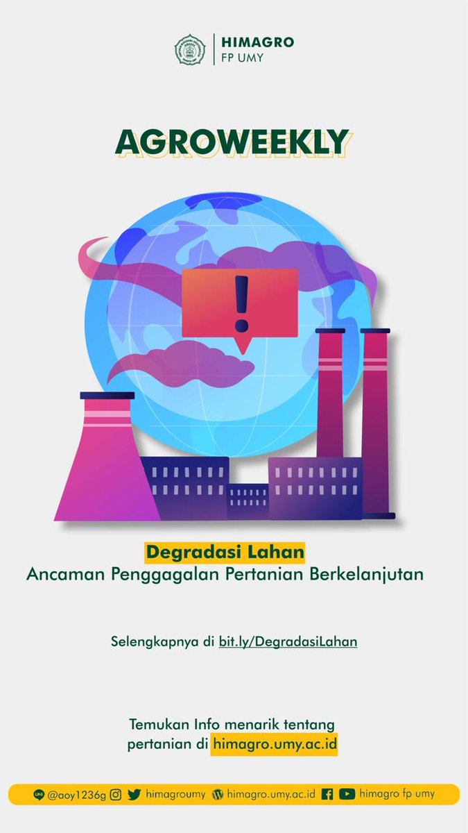[AGROWEEKLY]

Bukan berarti tidak ada tantangan terkait lingkungan berkelanjutan di masa depan terkait dengan pertanian. Salah satu isu paling krusial yang dibahas dari tahun ke tahun adalah degradasi lahan. 

Selengkapnya di bit.ly/DegradasiLahan

himagro.umy.ac.id