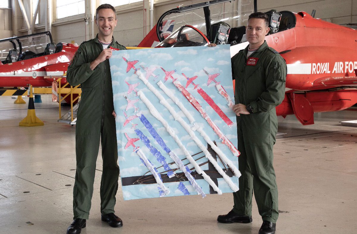 KinderleySchool's tweet photo. Good morning. 
We’ve had some lovely feedback from the team regarding our Tour of America artwork. Photos are in Class order. Fab job! 

We are getting ready for next years challenges.

Well done Kinderley! 
#redarrows
#motivation
#motivationmonday
#TheSkyIsNotALimit https://t.co/GKhYUxUvOv