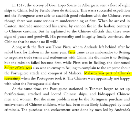 When Portugal conquered Malacca in 1511, China responded with extreme violence against the Portuguese.(Prior to the invasion, The Portuguese spent several years trying to establish formal relations with China. In 1521, China formally rejected the Portugese Embassy)