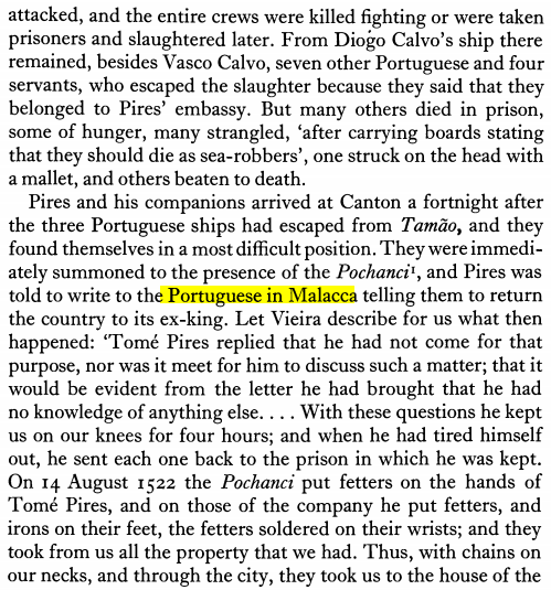 Right after the invasion, a Malaccan envoy informed the Chinese of the seizure, and the Sultan lodged a complaint to the Chinese Emperor, which the Chinese responded to with hostility - imprisoned / executed multiple Portuguese diplomatic envoys after torturing them in Guangzhou.
