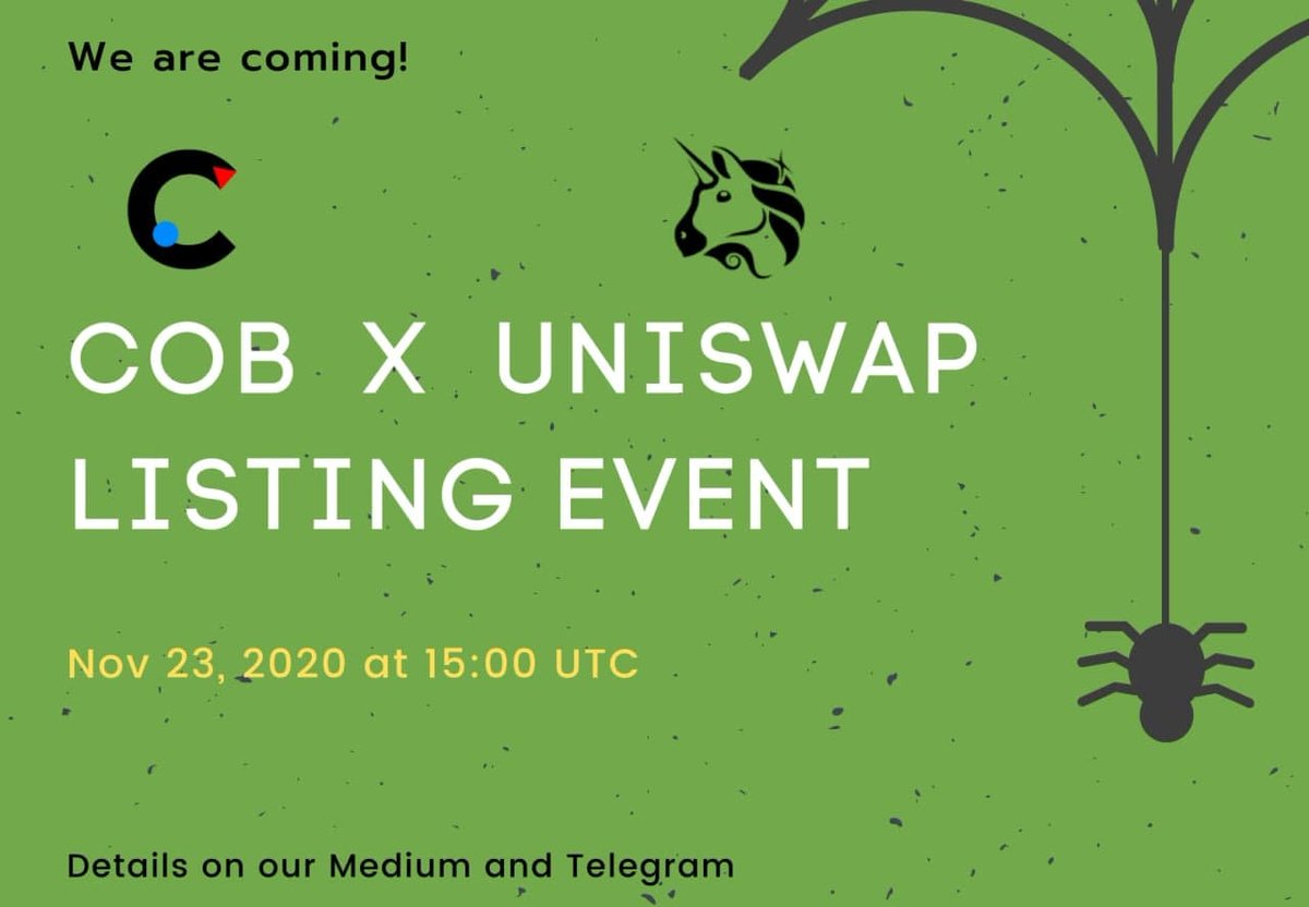 autosultan12's tweet photo. 🚀Most popular Defi new idea on twitter, COB's Uniswap listing event will be initialized from Nov.23 15:00 UTC.

More detail ? https://t.co/RhcN6uBEhV

#cob#uniswap https://t.co/PWy3weGk9t
