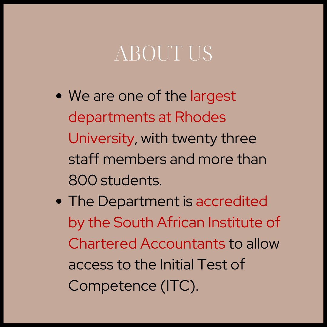 Rhodes_Uni's tweet photo. Interested in studying Accounting through Rhodes University? #FacultyofCommerce #DepartmentofAccounting

@RecruitmentRu https://t.co/6BtK6NotgU