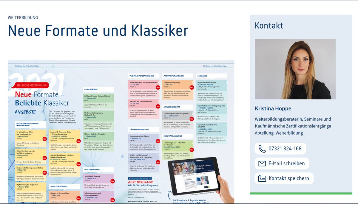 Alle mal reinschauen 
neue #Digital Formate &amp; #klassiker 

#IHK die #Weiterbildung
#WirfürSie
haben volles Programm 2021

fresh up your #Career 
ostwuerttemberg.ihk.de/servicemarken/…