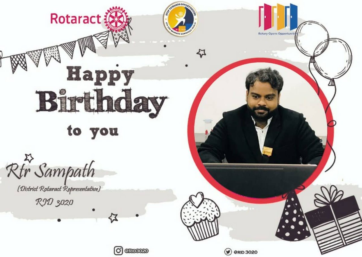 RID3020's tweet photo. Rotaract district 3020
Wishes you many more happy returns of the day Rtr. Arun Sampath DRR RID 3020
Thank you so much for your dedication to district Treasure .
We wish you to reach more heights and success on this special day🤗🤗🤗.
Once again many more happy returns of the day https://t.co/T0AaXsrfpN