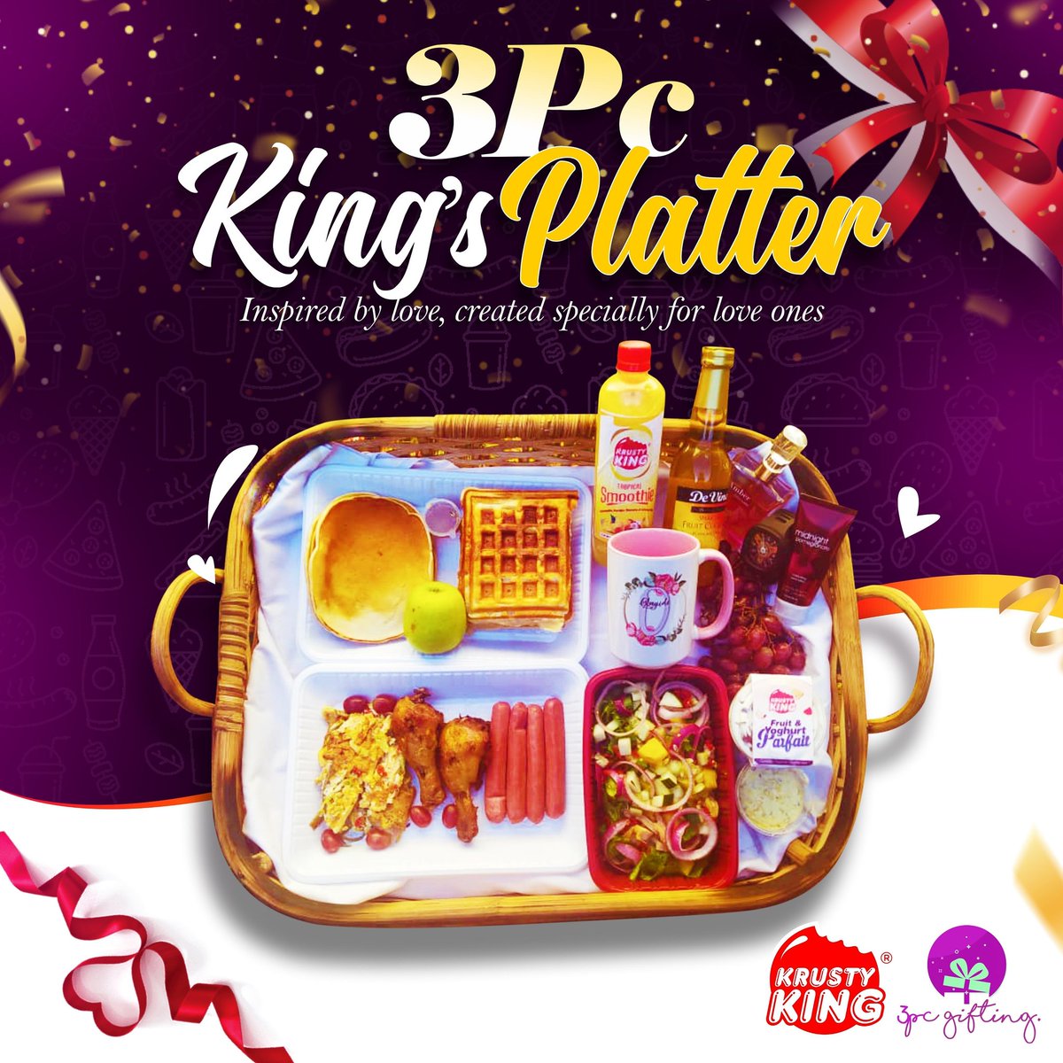 KrustyKingNg's tweet photo. Christmas is around the corner, time to show your loved ones how much you care. Show them with this exclusive breakfast tray that comes with other beautiful gifts as well.
#breakfast #foodplatter #gifts #giftingideas #monday #KrustyKing #food #foodie #christmas #giftideas https://t.co/azF1dEtyKn
