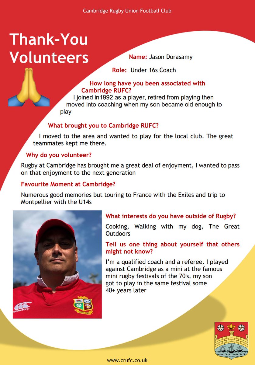 camrufc's tweet photo. #thankyouvolunteers Jason Dorasamy π https://t.co/EKr9VfiIKx