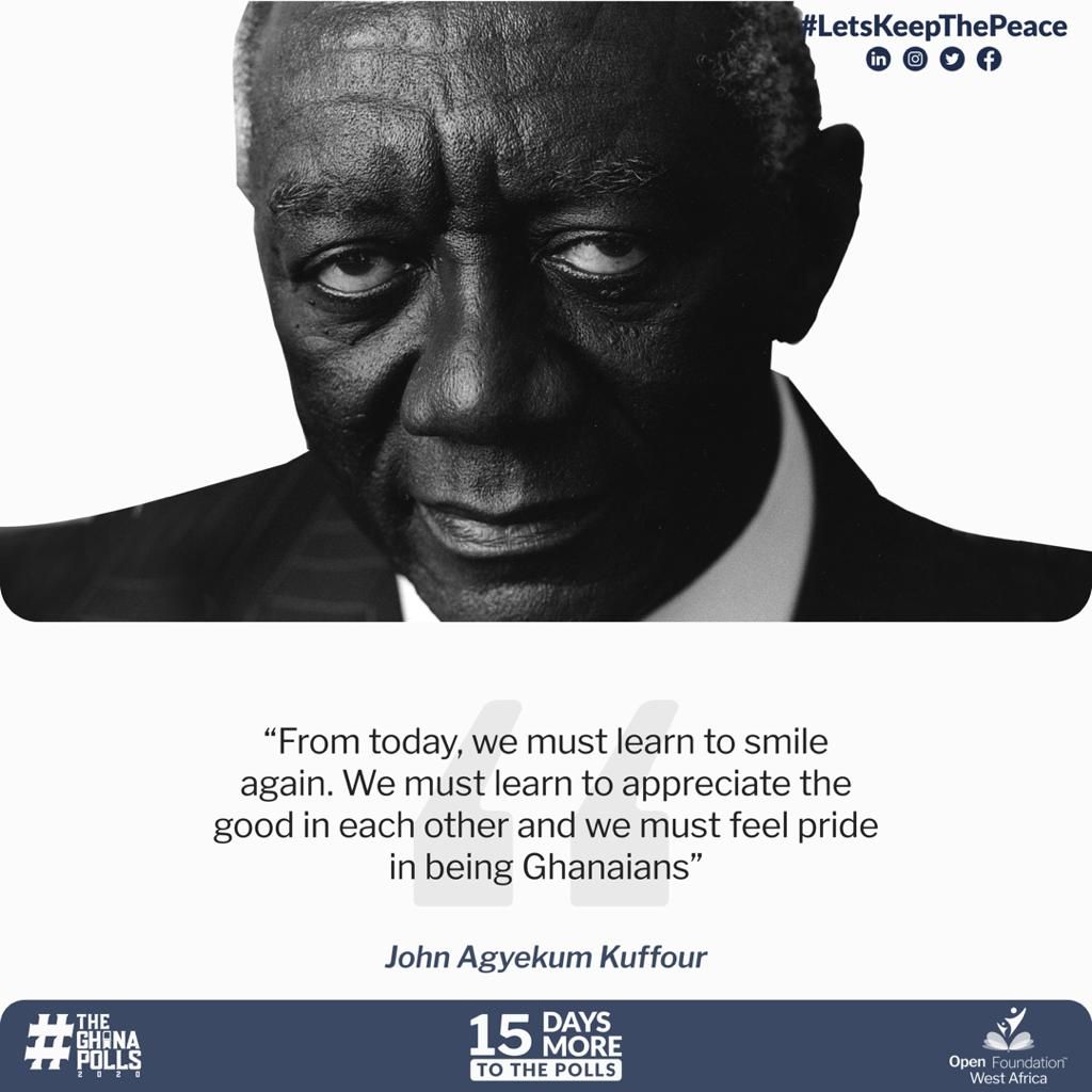OFWAFRICA's tweet photo. "...We must learn to appreciate the good in each other and we must feel the pride in being Ghanaians"
15 More days to #TheGhanaPolls2020
#LetsKeepThePeace https://t.co/m7FpuXKoZs