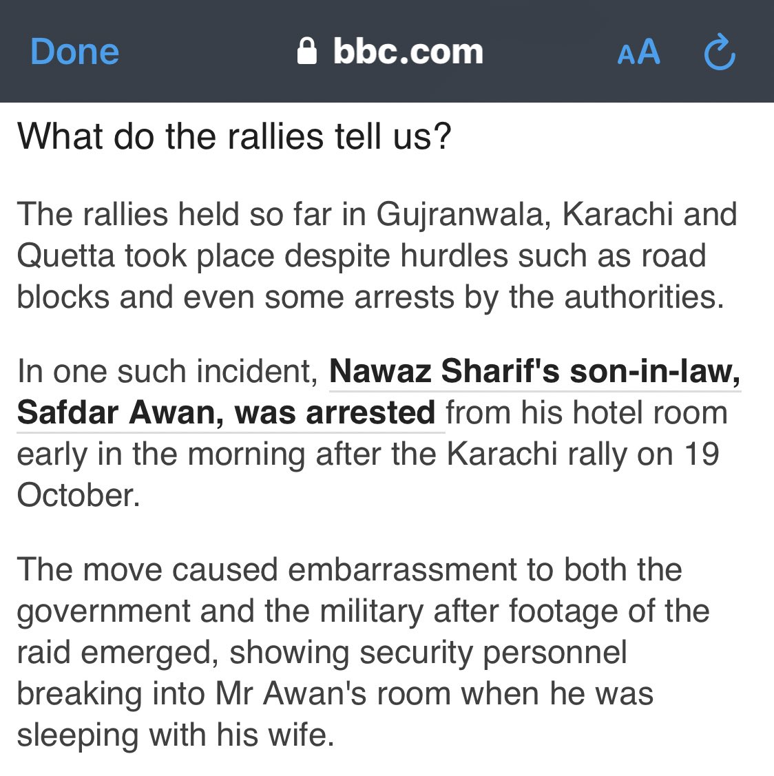 1:While writing about the arrest of Mian Nawaz Sharif’s son-in-law Safdar Awan who is infamous for his provocative anti-minority rants, the piece conveniently forgets to even mention the fact that he DID violate law by disrespecting Quaid-e-Azam’s mausoleum with his hooliganism