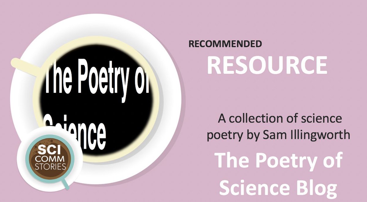 Hi everyone! This week we are keeping the resources coming with a great resource for you. 

The Author and Science Communicator @samillingworth has a wonderful Poetry of Science Blog full of inspiration for those of you who love to write! 

Read:
thepoetryofscience.scienceblog.com

#scicomm