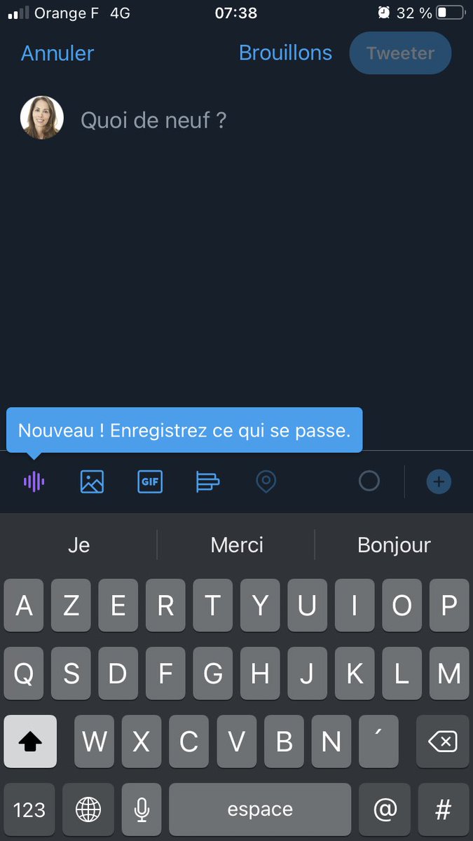 isabellemathieu's tweet photo. ⚡️Je découvre les tweets vocaux dans mon interface IOS depuis ce week-end. Durée : jusqu’à 2 minutes et 20 secondes. Possibilité d’ajouter du texte. Wishlist : la recherche avec un onglet audio #SocialMedia #Twitter https://t.co/0ooTsoWIq5