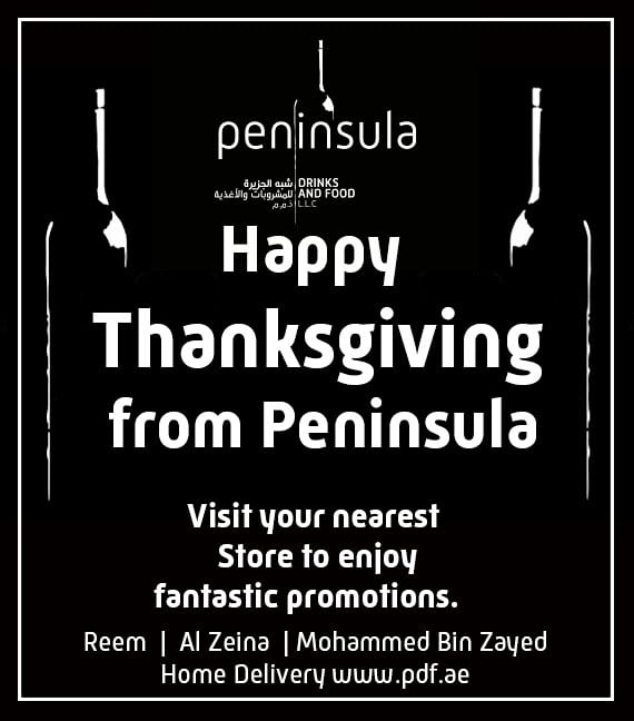 doubleaccount23's tweet photo. Happy Thanksgiving from Peninsula. 

#peninsulalzeina #peninsulareem #peninsulambz #peninsulaonline #peninsuladrinks #mypdf #thanksgiving #abudhabi #alrahabeach #alzeina #reemisland #mbz https://t.co/WYJfumHn72