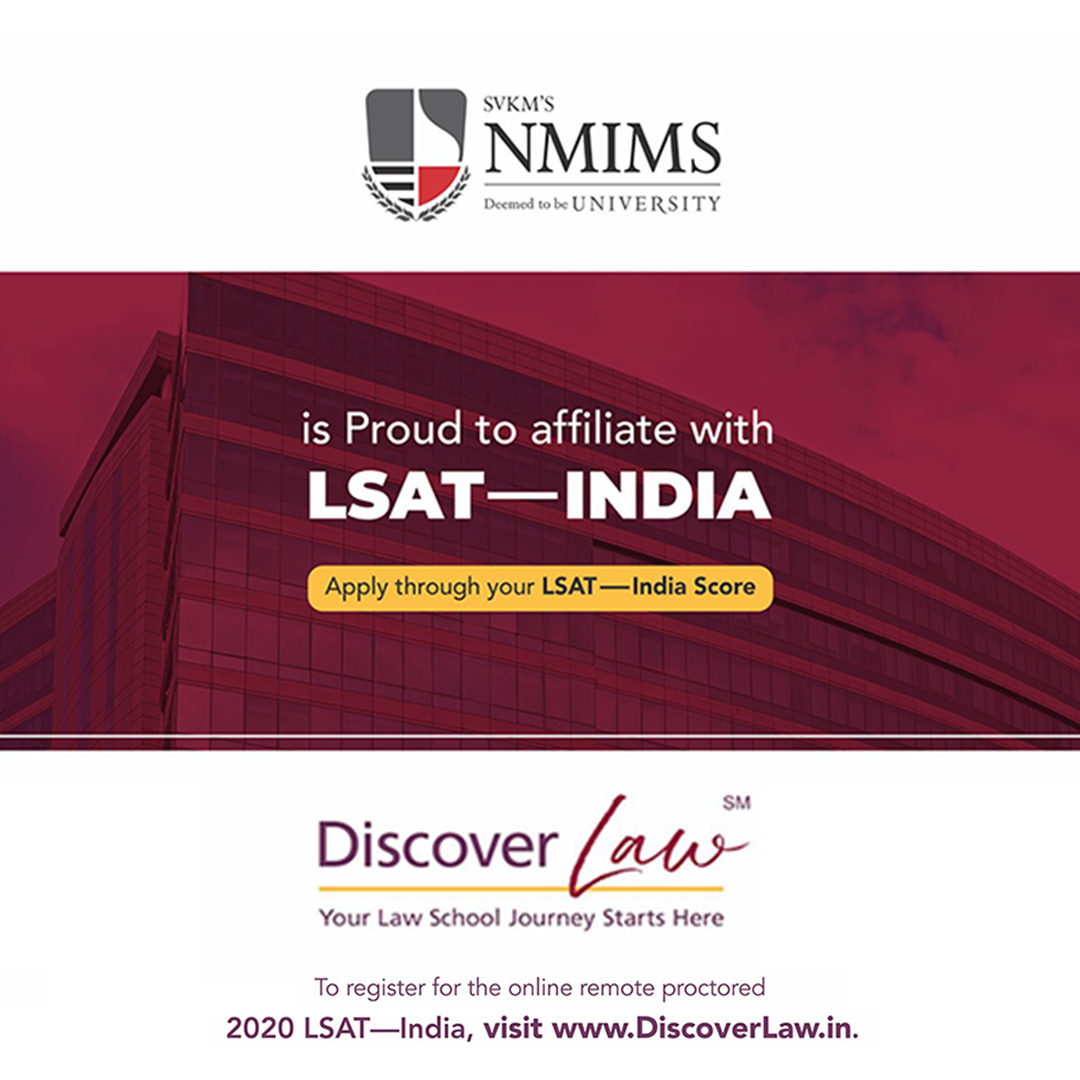 We are proud of our association with LSAT ─ India.
NMIMS School of Law accepts B.A., LL.B. (Hons.) &amp;
B.B.A., LL.B. (Hons.) admissions on the basis of LSAT
Scores. This is a step forward in the right direction for
SVKM and NMIMS. #MBA #Law #lawtwitter #Lawyers #lawyer