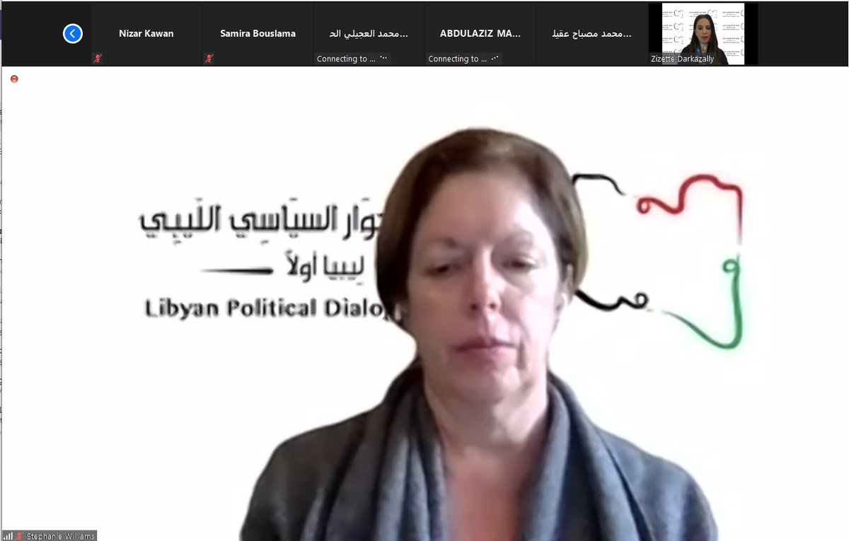 UNSMILibya's tweet photo. The second round of Libyan Political Dialogue Forum (LPDF) commences today via a virtual platform and chaired by Acting Special Representative of the UN Secretary-General Stephanie Williams. #LPDF #LibyaFirst https://t.co/CG9FgZRcmm