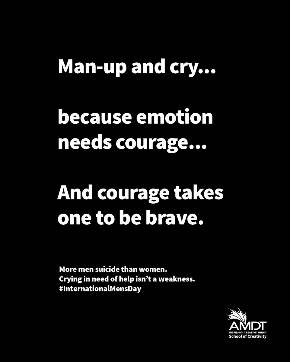 Our tribute to all brave men who are not afraid to show their true emotions... You define Courage. You define Bravery. You define Manliness. You define Men.
#WeAreAMDT #CreativityStartsHere #Creativity #CelebratingMen #WorldMensDay #ItsOkayToCry #SriLanka #Maldives https://t.co/C6HTQZJbDN