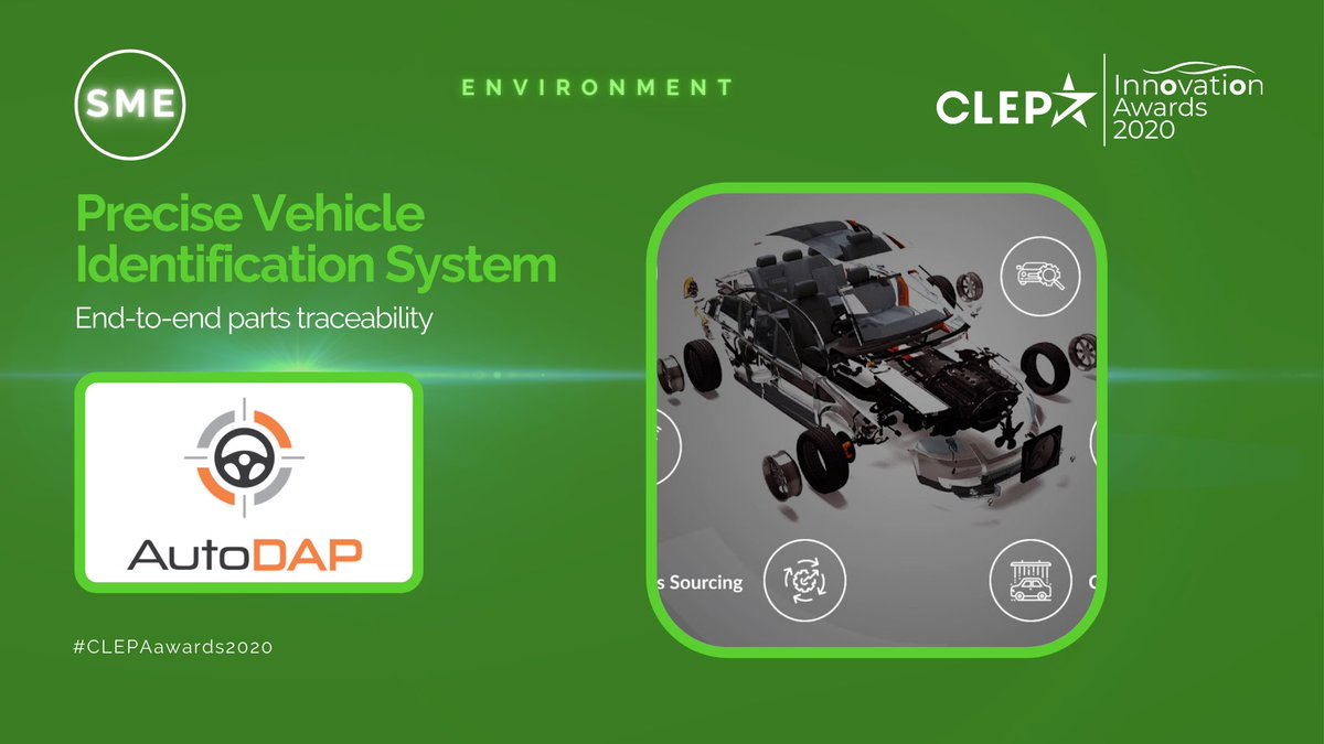CLEPA_eu's tweet photo. 🏆Pre-selected SME in the #Environment category: @auto_dap with their Precise Vehicle Identification System. Read about it: https://t.co/WGc3k6UcO4 #CLEPAInnovationWeek https://t.co/QwCj9bczCx