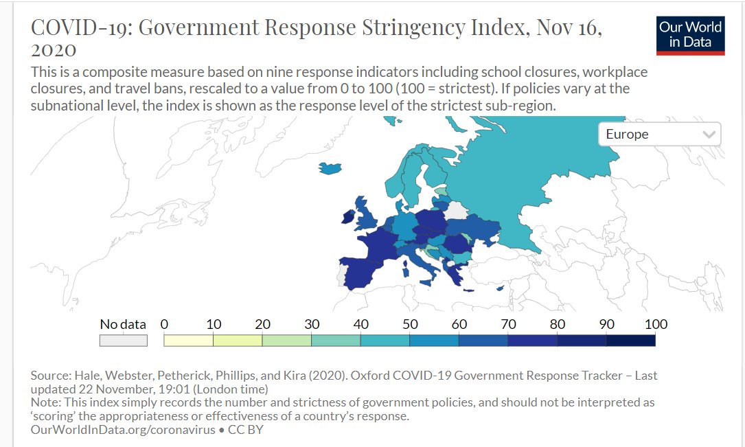 Pr_Chabriere_e's tweet photo. Carte de surmortalité S45
https://t.co/CxHbOrW3nd
Tj pas de surmortalité en Suède. A suivre

A comparer avec l'index de stringence.https://t.co/amsQp5LGAM
Pas de correlation entre mesures coercitives et épidémie.
Cela confirme l'article du Pr Toussaint. https://t.co/P0QA4wMe7N