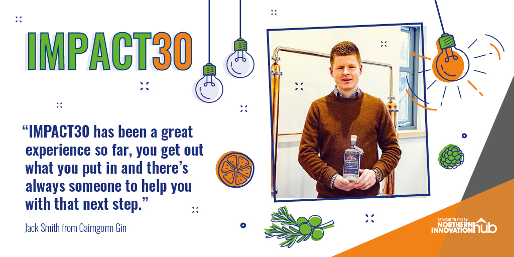 HIEScotland's tweet photo. Jack Smith from @CairngormGin is making his impact on IMPACT30 - is it time to #MakeYourImpact? Our fully-flexible and personalised support is available now to any young entrepreneur based in the Highlands and Islands. Apply now 👉🏼 https://t.co/7VjVjxMtxt #ESIF #CityRegionDeal https://t.co/c6WLciN1zH
