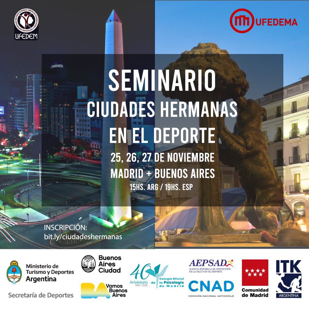 ufedema's tweet photo. 🇦🇷 🤜🤛 🇪🇸
@ufedema y #UFEDEM, conjuntamente con las Federaciones Metropolitanas, invitan a participar de este ciclo de seminarios
📌 25, 26 y 27 de noviembre
15:00 hora ARG🇦🇷
19:00 hora ESP🇪🇸
📍Se requiere inscripción gratuita previa 🔗 https://t.co/9cz5fVIIUD https://t.co/LfZZkFZH9I