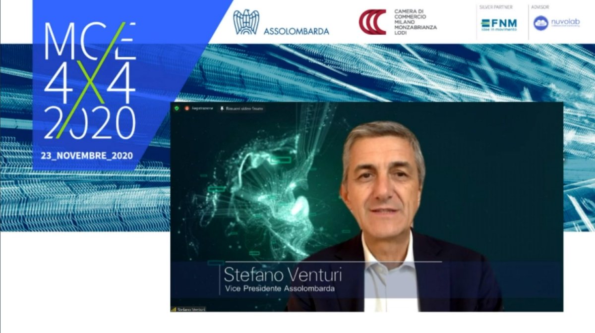 Assolombarda's tweet photo. "Il titolo dell'edizione di #MCE2020 è #CambiaMenti. Mai come oggi siamo chiamati a dare una risposta resiliente ai profondi cambiamenti in atto e un contributo propositivo sulla #mobilità, uno degli ambiti più colpiti dalla pandemia" @stefano_venturi VP #Assolombarda @MCE4X4 https://t.co/4yWtQ1abTj