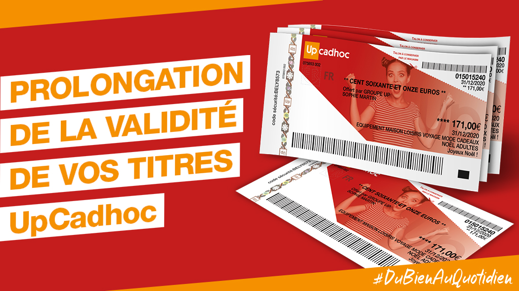 UpCoop's tweet photo. [Info Produit] Vos chèques #UpCadhoc 🎁 expirent en novembre ou décembre 2020 ? Le groupe Up prolonge, en concertation avec les commerçants, leur date d'acceptation en magasin jusqu'au 28 février 2021 ! 
Bonne semaine à tous 😉
https://t.co/frqnHQa39G https://t.co/FvOuu0sNSg