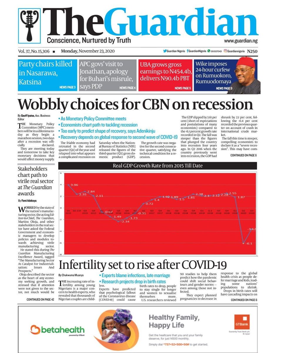 rtalkwithkike's tweet photo. Monday November 23, 2020 HEADLINES. 

@thenationnewspaper @guardiannigeria @businessdayng @punchnewspapers @thesunnigeria @daily_trust 

#News
#politics 
#Business
#Endswats
#Mondayheadlines
#RealtalkwithKike https://t.co/MMKrvgcCVY
