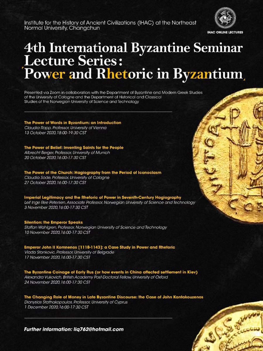 Dr. Sven Günther (@sveneca) on Twitter photo The next Byzantine lecture tomorrow <a href="/IHAC_NENU/">Institute for the History of Ancient Civilizations</a> - register at the email given in the poster (Dr Li Qiang), all times Chinese Standard Time! #ClassicsTwitter #Byzantium #ByzantineStudies #ancientcivilizations #numismatics The next Byzantine lecture tomorrow <a href="/IHAC_NENU/">Institute for the History of Ancient Civilizations</a> - register at the email given in the poster (Dr Li Qiang), all times Chinese Standard Time! #ClassicsTwitter #Byzantium #ByzantineStudies #ancientcivilizations #numismatics