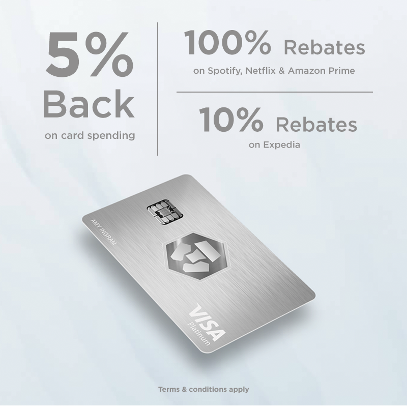 cryptocom's tweet photo. Love % Back? We do too. Metal https://t.co/vCNztABJoG  Card. Loaded with perks. 100% rebate on Netflix, Spotify &amp; Amazon Prime. Download app now - Reserve your metal card!